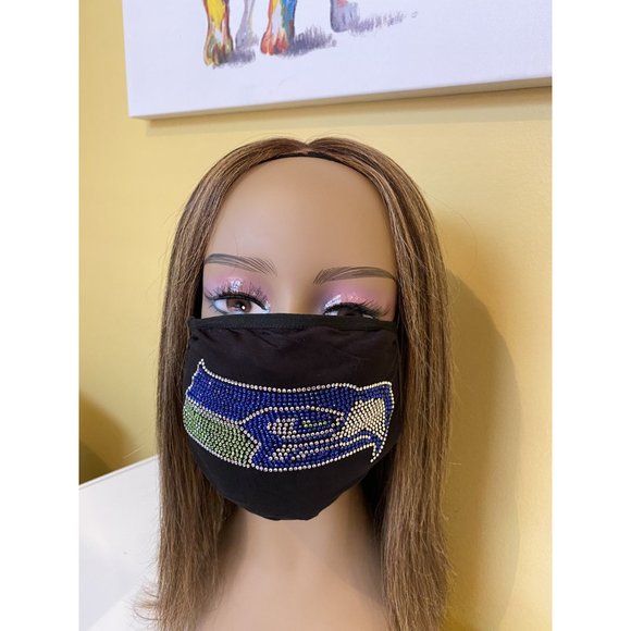 Seattle Seahawks Bling Face Mask Front Logo - Picture 10 of 11